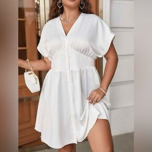 Plus Batwing Sleeve Ruched Dress